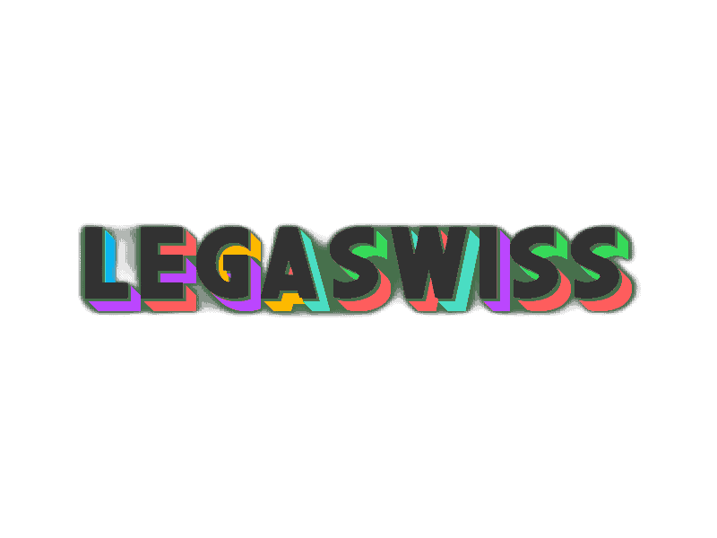 Legaswiss-Logo, bunte Buchstaben auf transparentem Hintergrund.